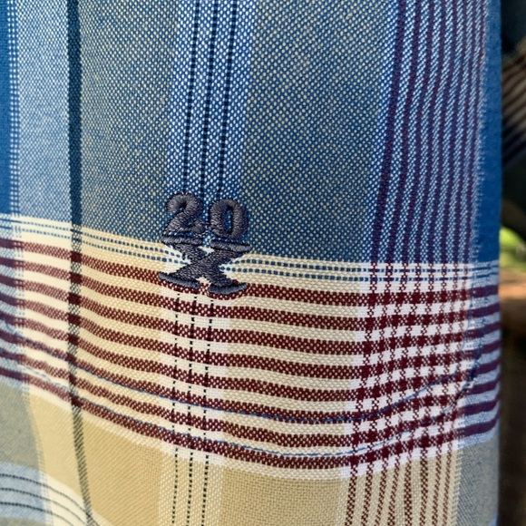 Wrangler Twenty X Long Sleeve Button Down Shirt Plaid Blue Yellow Size XL Men’s - Picture 5 of 12